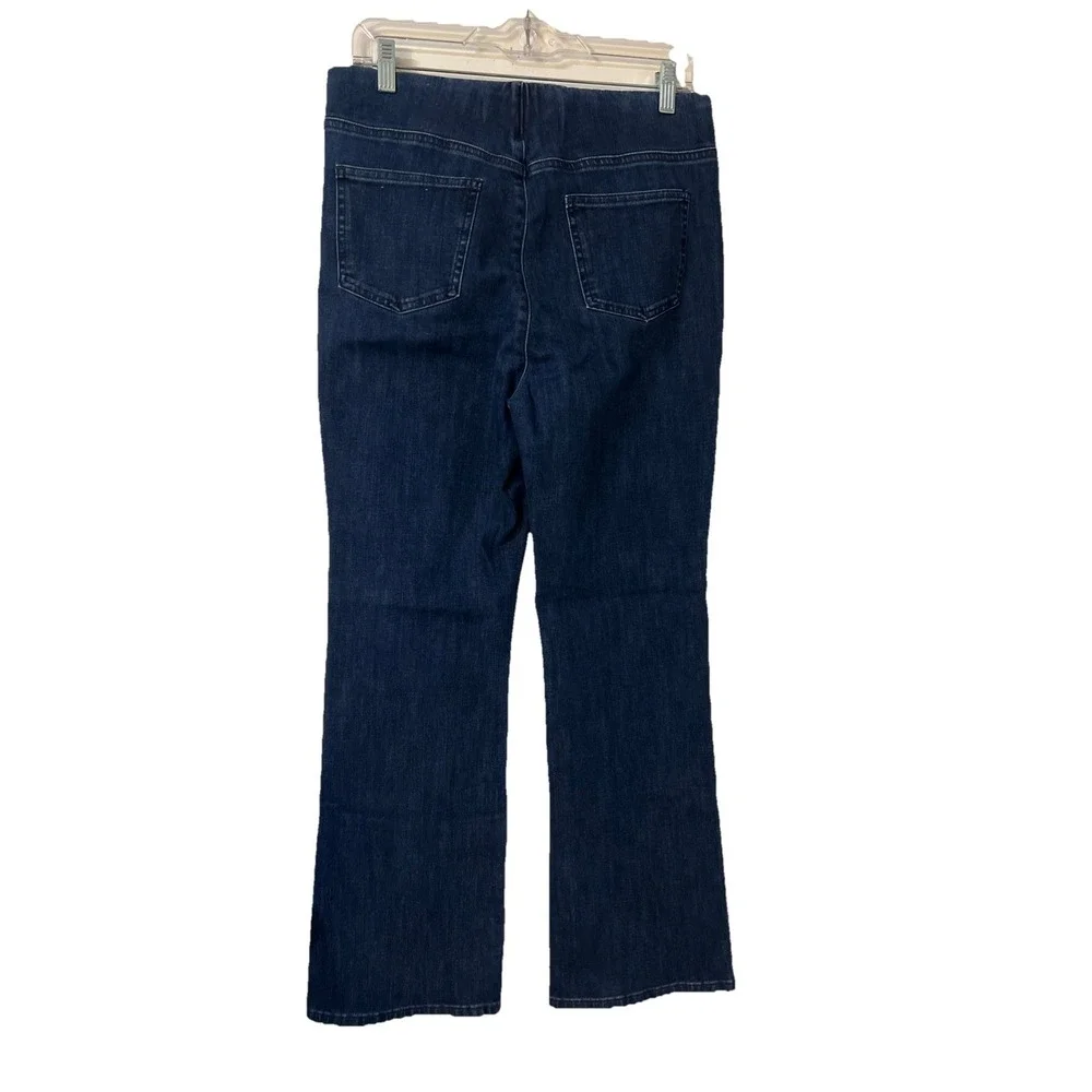 Soft Surroundings Womens Medium Dark Wash High‎ Rise Pull On Flare Jeans